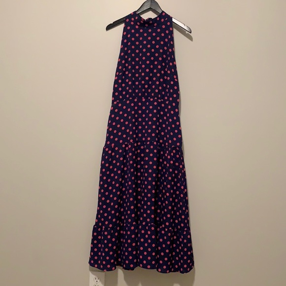 Sam Edelma Navy & Pink polka dot tiered midi dress - Picture 7 of 7